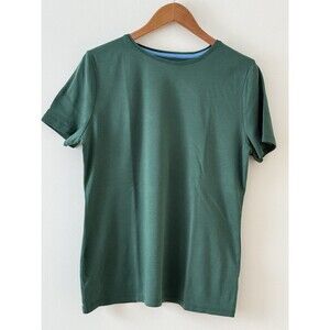 TALBOTS Womens Casual Solid Blue Green Cotton Short Sleeve Tee Shirt Sz L